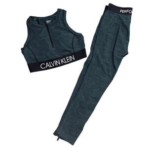Calvin Klein Performance women’s athletic set sports bra and legging green small